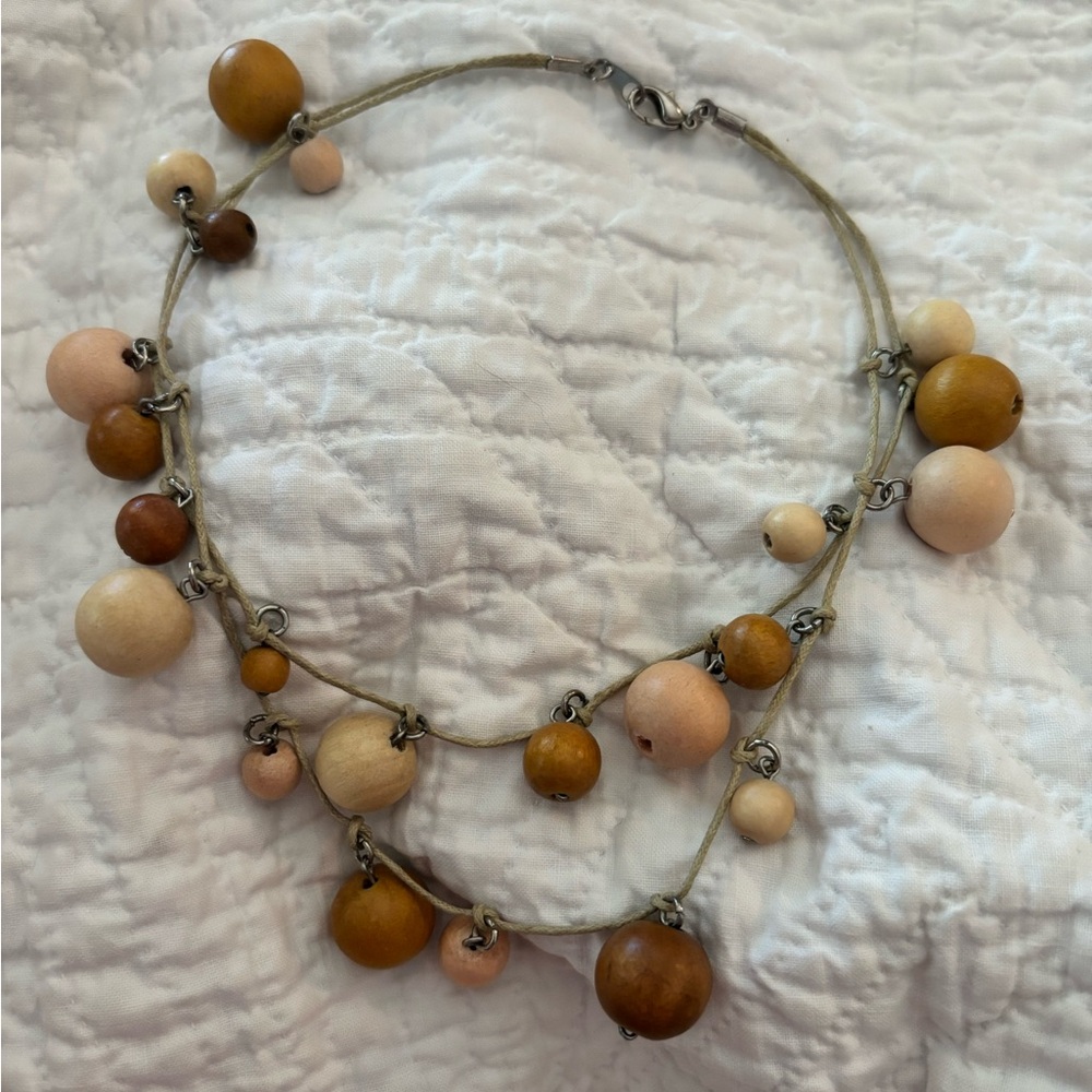 Vintage Y2K, Beaded, Hemp Necklace